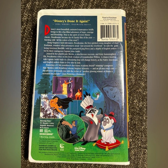 Disney’s “Pocahontas” VHS Tape - Picture 2 of 4